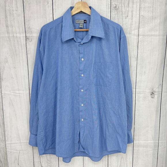SAVILE ROW XL (17.5) Blue Pinstriped Dress Shirt Button Down Long Sleeve - Picture 1 of 7